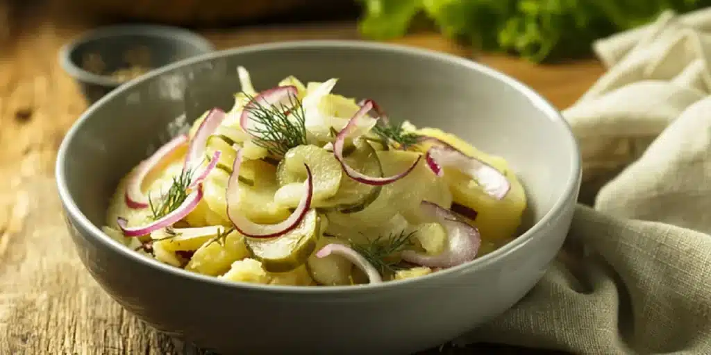 Vinegar potato salad with red onion